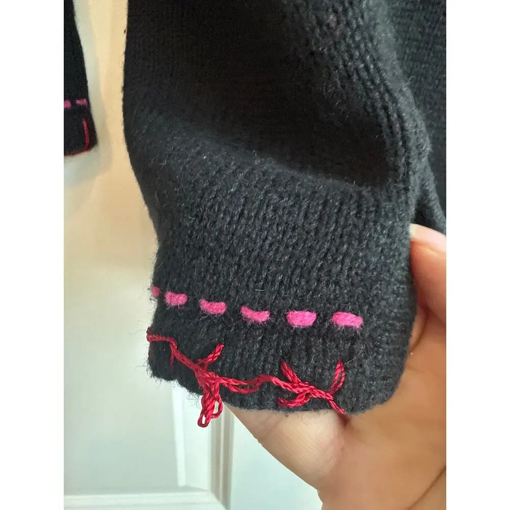 Quaker Factory Black Sweater with Embroidered Christmas Tree Novelty Detail - Picture 5 of 10